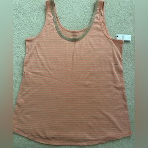 Lane Bryant Metallic Gold Neck Striped Tank